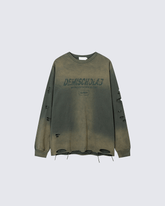 Grunge Distressed Print Oversized Long Sleeve T-Shirt