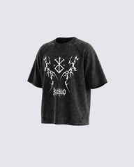 Vintage Bleach Washed Tribal Print T-shirt