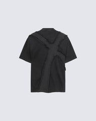 New Vintage Gothic Frayed Cross Graphic T-Shirt