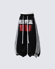 Double Waist Washed Side Stripe Sweatpants