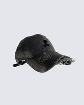 Distressed Logo Baseball Cap - Dark Grey