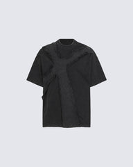 New Vintage Gothic Frayed Cross Graphic T-Shirt