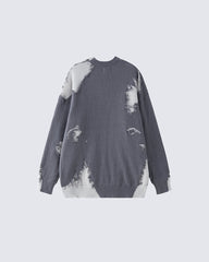 American High Street Hip-Hop Patchwork Frayed Sweater