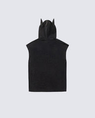 Vintage Cat Graphic Bat Sleeve Vest Hoodie