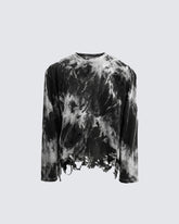 KIIKIO-American Distressed Spray-Wash Long Sleeve T