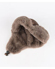Vintage Leather Earflap Aviator Hat