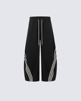 Wide-Leg Athletic Track Pants with Striped Design