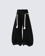 New Casual Relaxed Curved Wide-Leg Pants