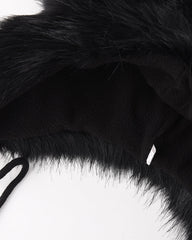 Black Horn Faux Fur Trapper Hat