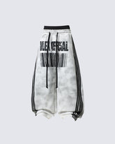 Double Waist Washed Side Stripe Sweatpants