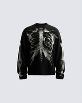 KIIKIO Skull Print Waffle Long Sleeve T-Shirt