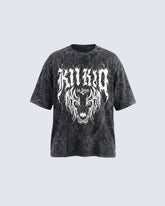 American Retro Distressed Skull Print T-Shirt