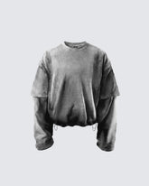 KIIKIO-Vintage Washed Layered Long-T-Shirt