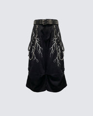 LIGHTNING Series | Gothic Chain Strap Utility Shorts