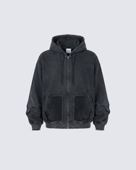 Vintage Washed Fleece Zip Hoodie