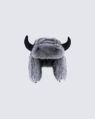 Horn Faux Mink Fur Trapper Hat