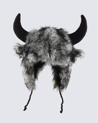 Black Horn Faux Fur Trapper Hat