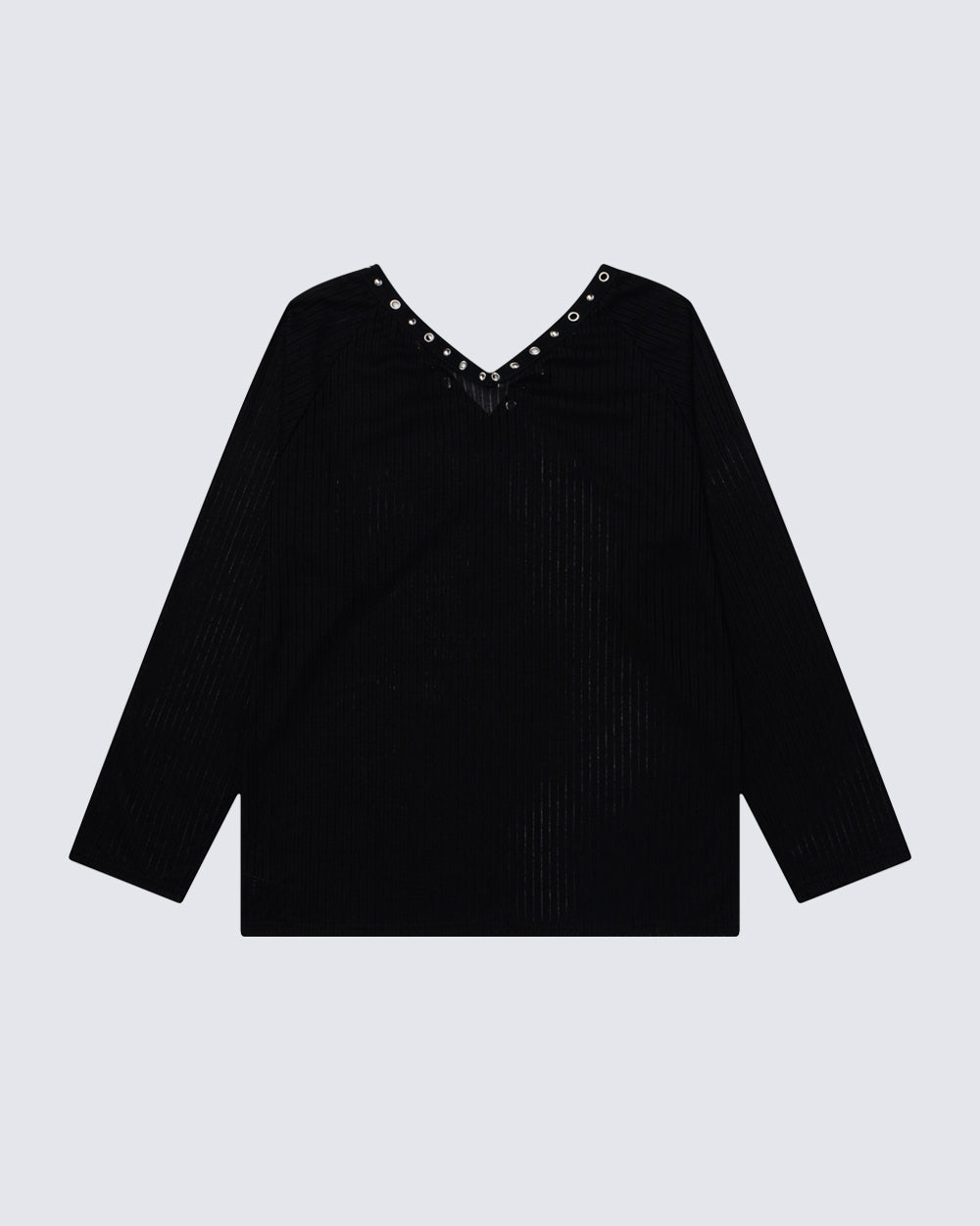 Gothic Printed Long Sleeve Top with Studded Neckline