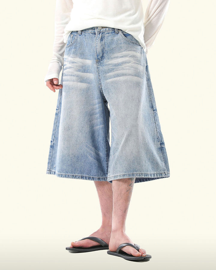Vintage Washed Split Hem 7/10 Denim Pants