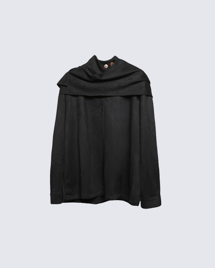 Asymmetric Collar Button-Up Shirt