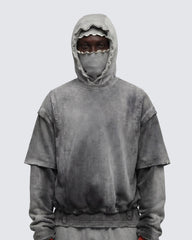 KIIKIO-Vintage Washed Layered Long-T-Shirt