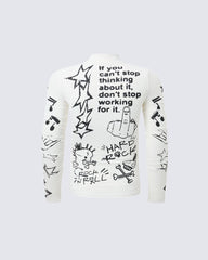 Gothic Rock Graphic Sheer Mesh Long Sleeve Tee