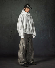 Pearl-Detailed Dirty Wash Zip Hoodie Jacket
