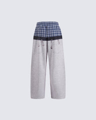 Graphic Print Patchwork Casual Wide Leg Pants