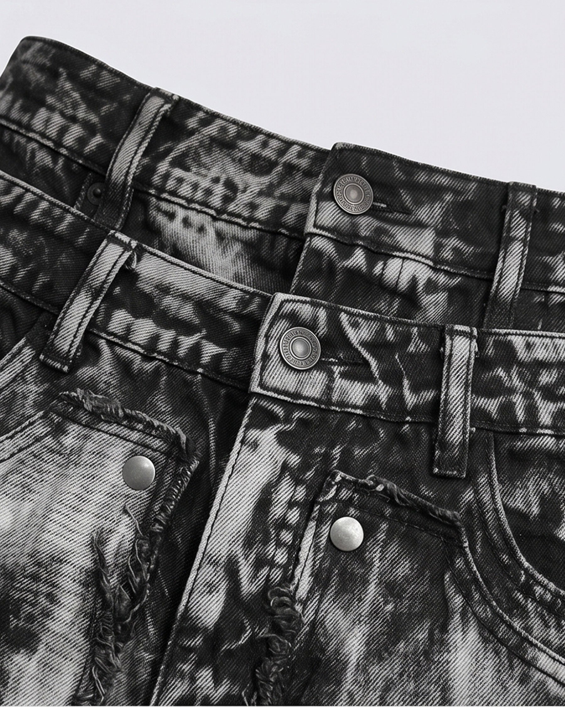 New Raw Hem Ripped Black Jean Shorts