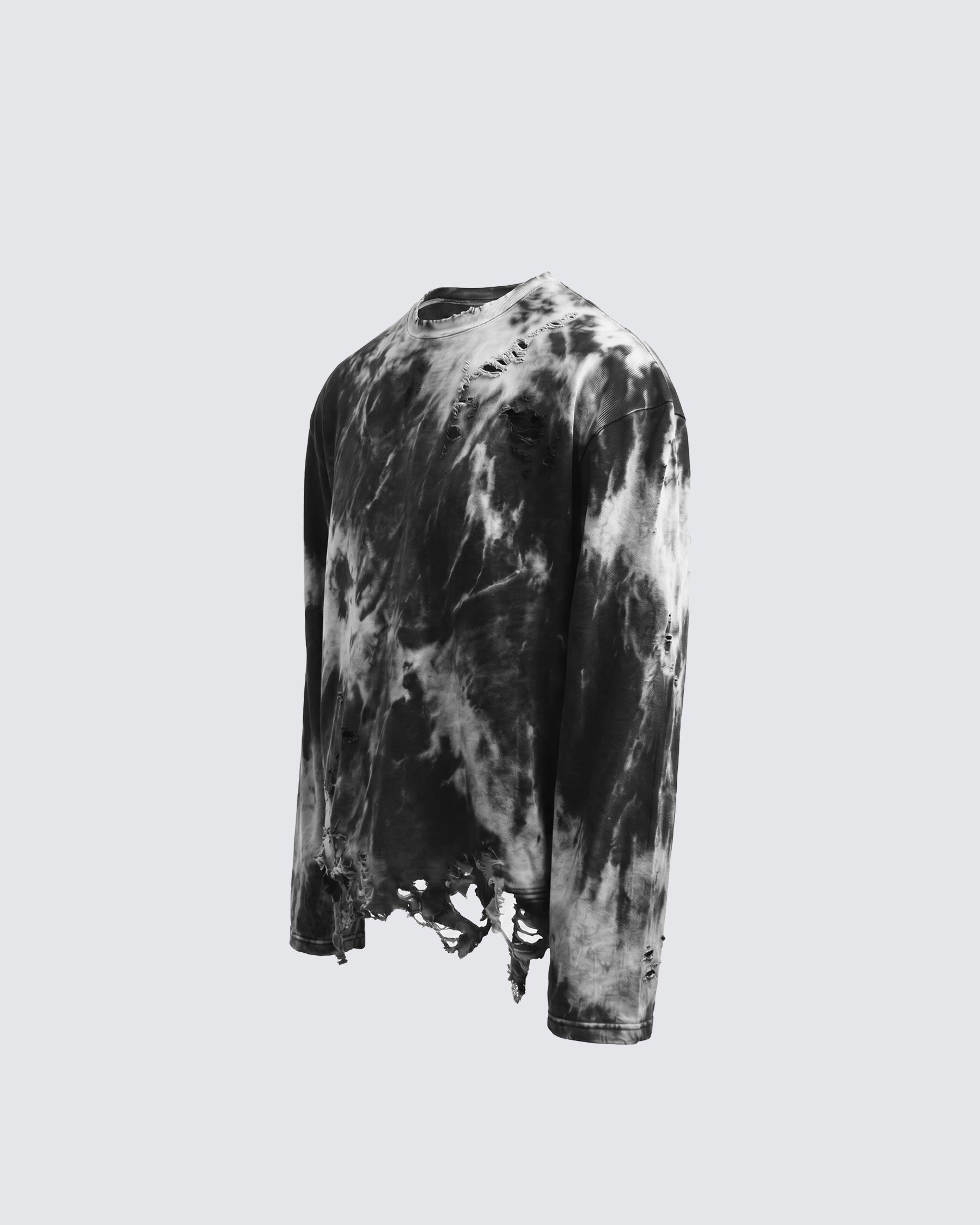 KIIKIO-American Distressed Spray-Wash Long Sleeve T