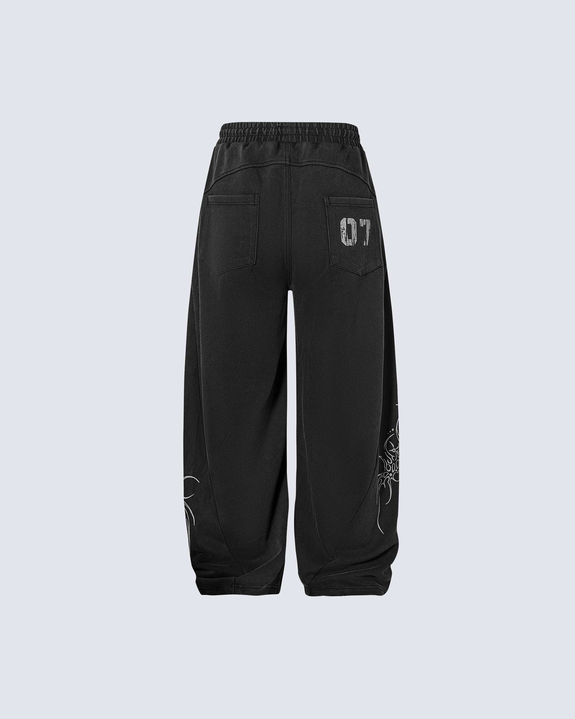 Graphic Wide-Leg Street Pants
