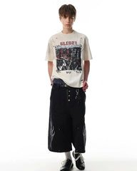 Vintage Rock Graphic Distressed Print Short Sleeve