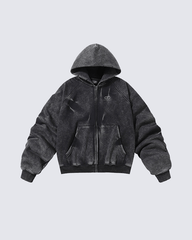 Vintage Washed Oversized Zip-Up Hoodie