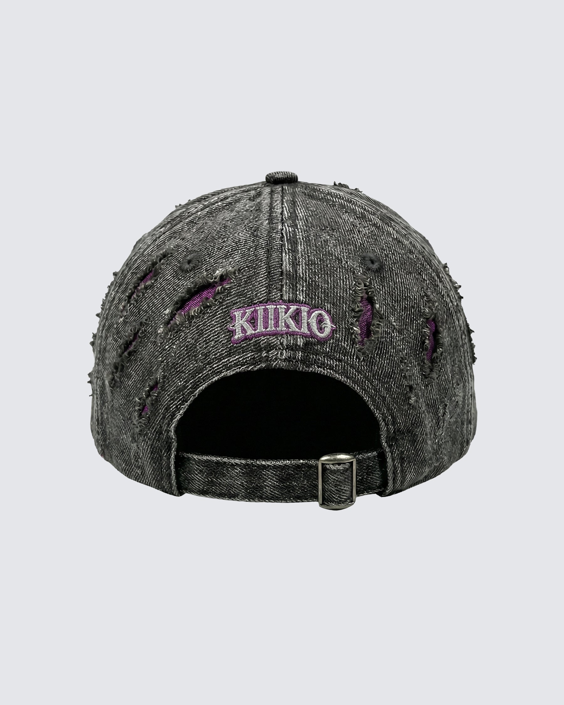 KIIKIO-Wasteland Flame-Metal Distressed Denim Cap