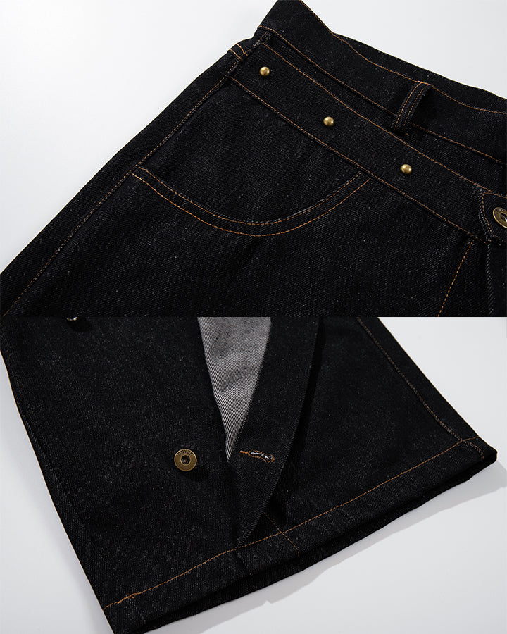 American Deconstructed Wide Leg Denim Shorts