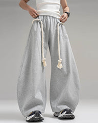 New Casual Relaxed Curved Wide-Leg Pants