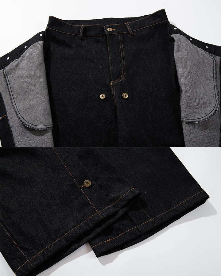 American Deconstructed Wide Leg Denim Shorts