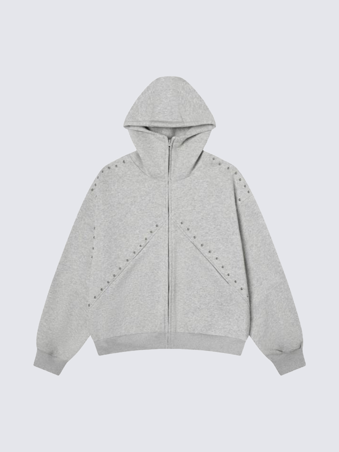 Horned Studded Zip-Up Hoodie with Ear Detail