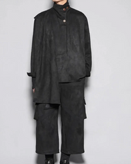 Asymmetric Collar Button-Up Shirt