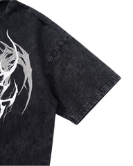 Gothic Hooded Skull Print T-shirt