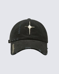 Distressed Baseball Cap With Cross