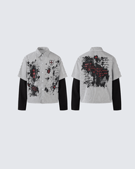 Gothic Graffiti Stripe Layered Shirt