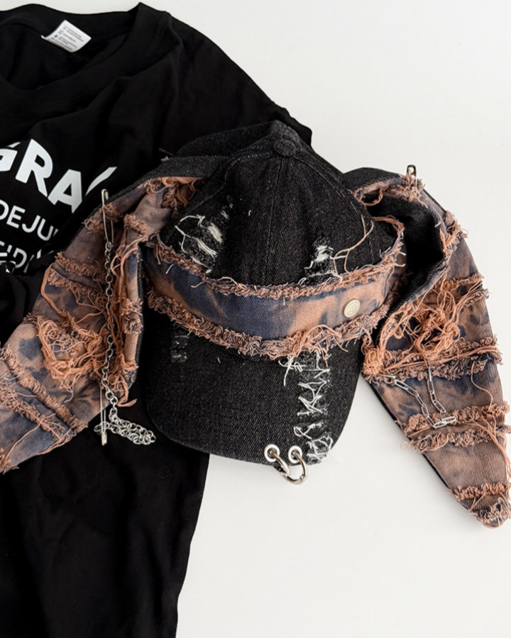 Distressed Chain Patchwork Baseball Cap