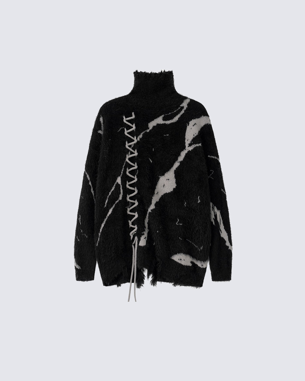 American Dark Aesthetic Distressed Turtleneck Sweater